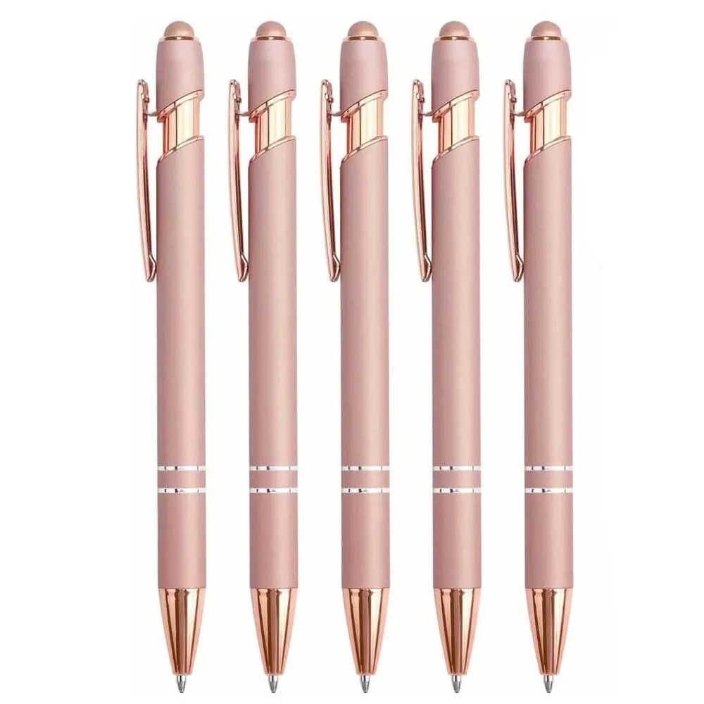 2-in-1 Stylus Ballpoint Pen Set – Metal Touchscreen & 1.0mm Black Ink Writing Pens
