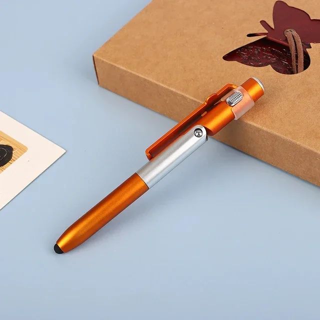 4-in-1 Multifunction Stylus Ballpoint Pen - Foldable Phone Holder, Flashlight & Touchscreen Pen