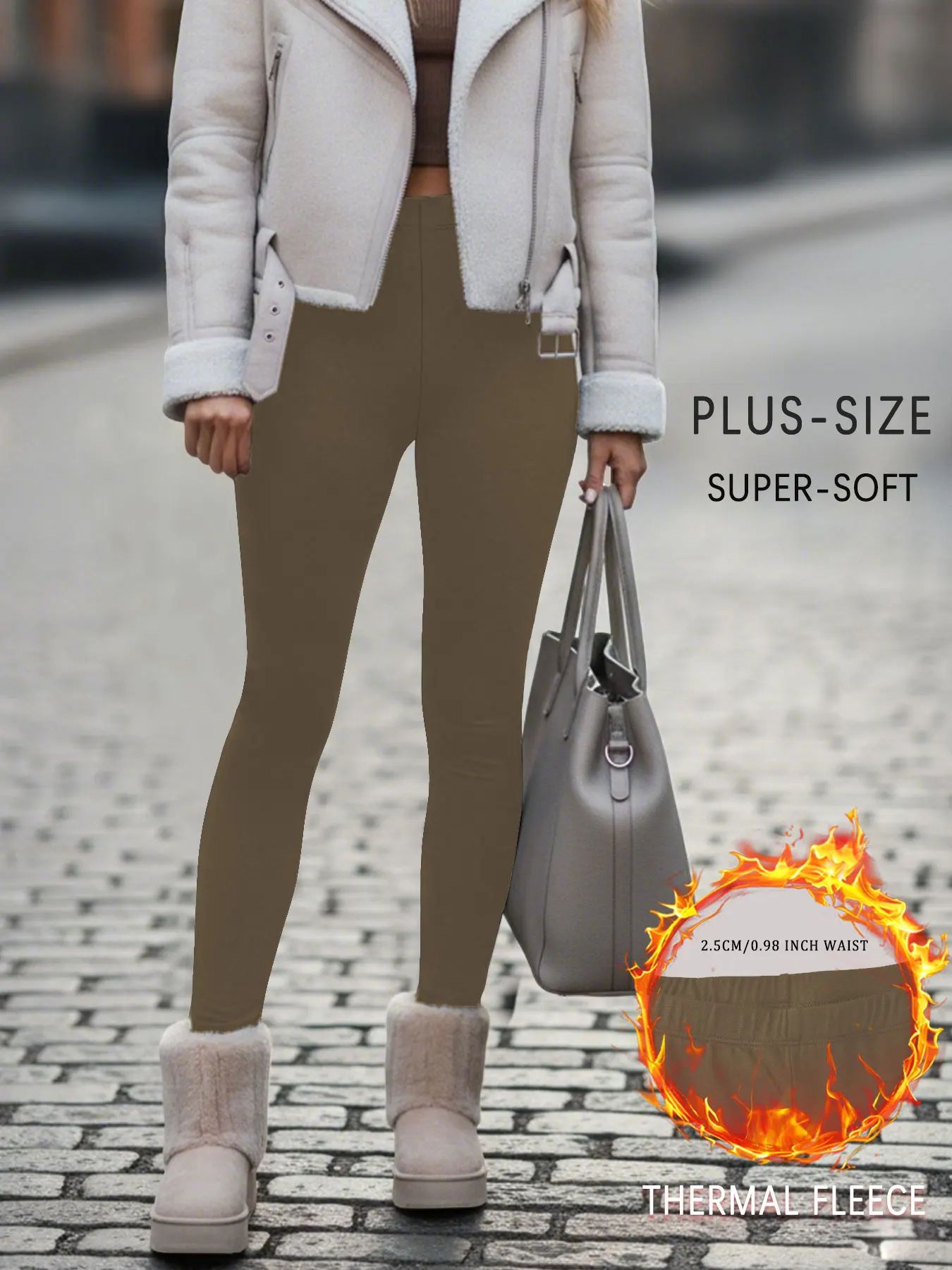 Plus Size Super Soft Fleece Lined Thermal Leggings – High Waisted Stretch Warm Yoga & Running Workout Pants for Women