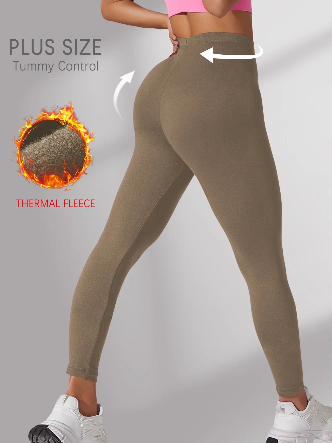 Plus Size Fleece Lined Thermal Leggings for Women – High Waisted Super Soft Stretch Winter Workout Yoga Running Pants