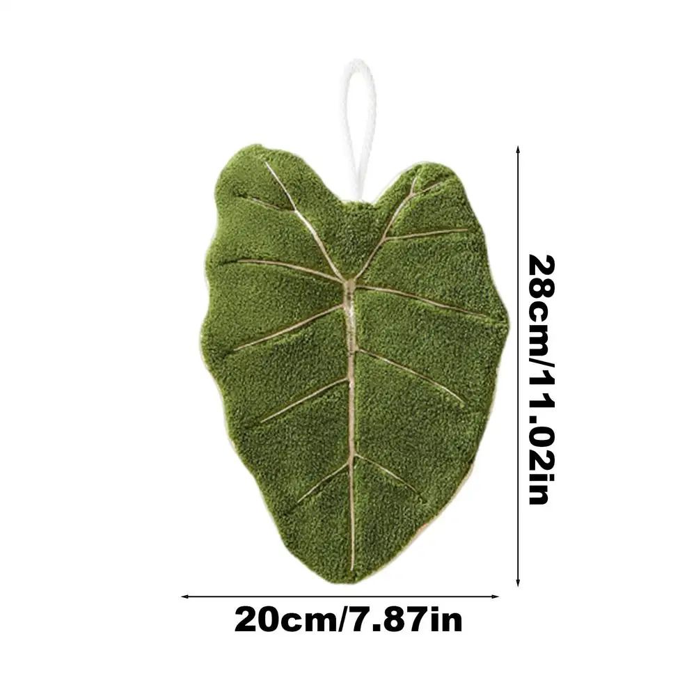 Leaf-Shaped Coral Velvet Hand Towels – Absorbent Hanging Kitchen & Bathroom Decorative Cloth