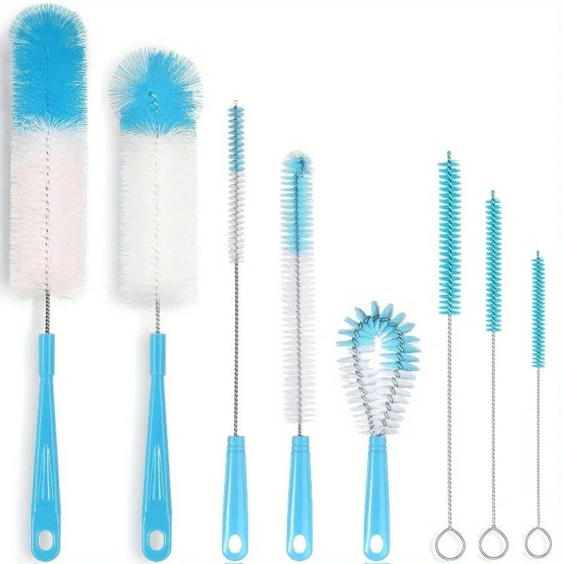 8pcs Long-Handled Bottle Cleaning Brush Set – Multi- for Bottles, Straws, Thermoses & Kitchen Use