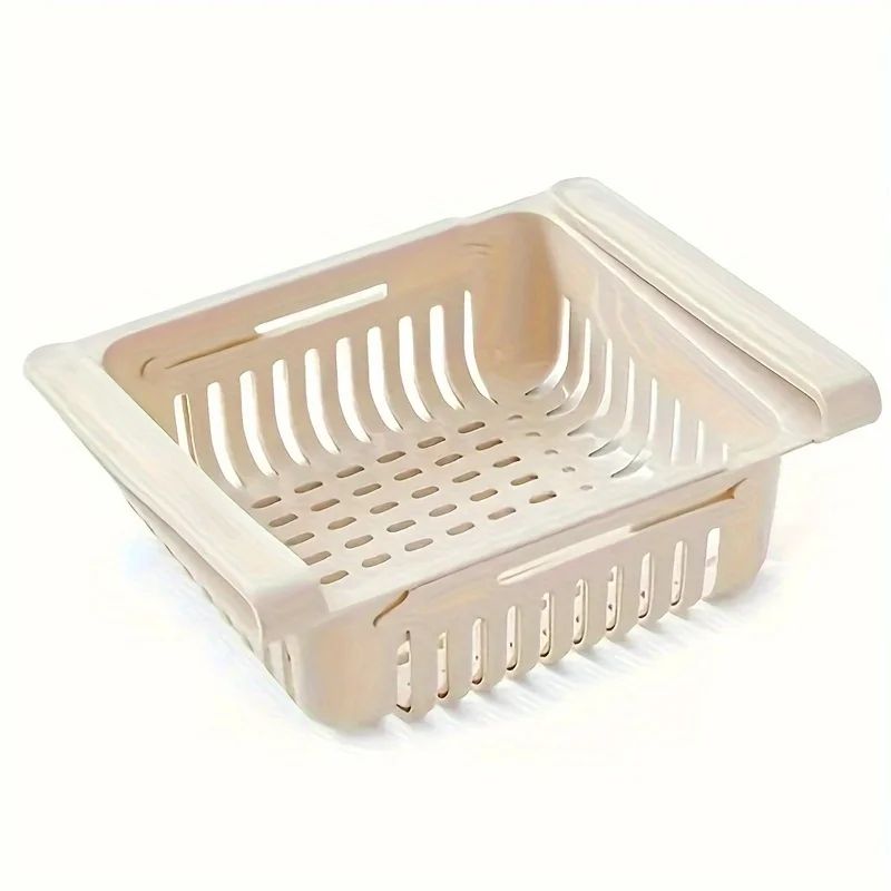 Adjustable Refrigerator Drawer Organizer – Expandable Fridge Shelf Storage Bin for Kitchen Organization