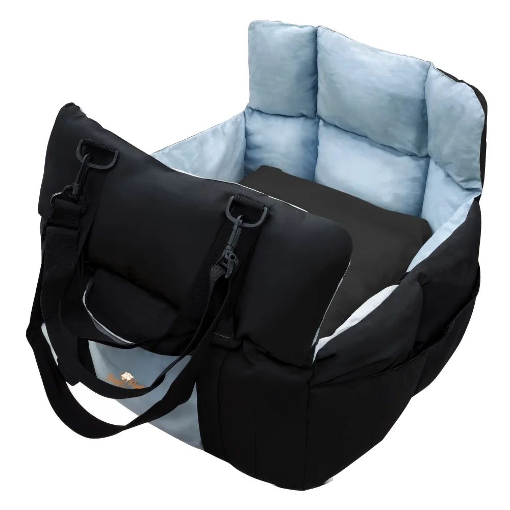 Portable Dog Car Seat Booster with Storage Pocket – Washable Pet Travel Bed & Safety Carrier