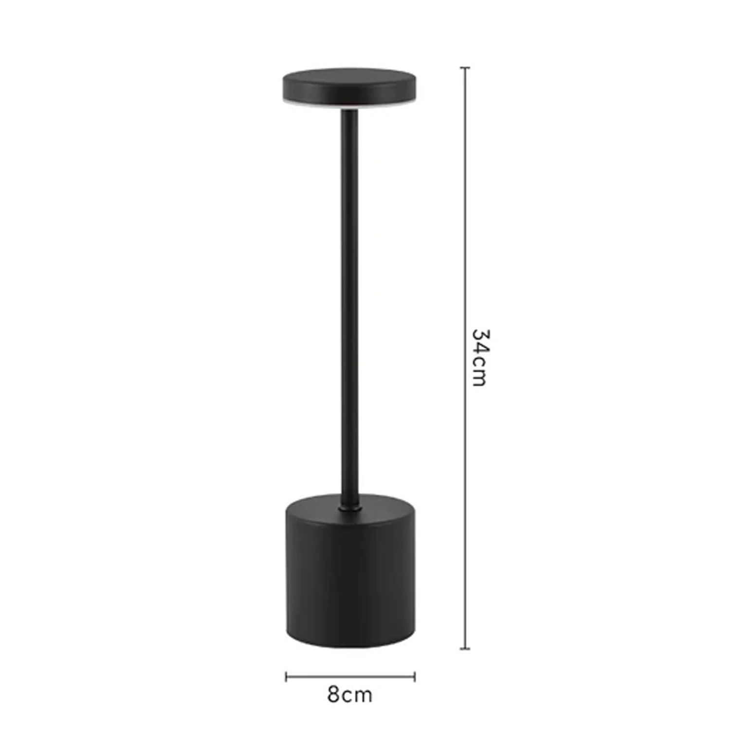 Cordless Touch LED Metal Table Lamp – Rechargeable 3-Color Dimmable Ambient Light for Bedside & Outdoor Use
