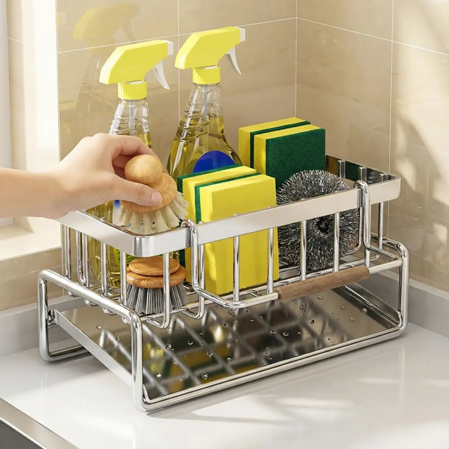 Wall-Mounted Kitchen Spice Rack Organizer – Multi-Layer Adhesive Storage Shelf, No-Drill Installation