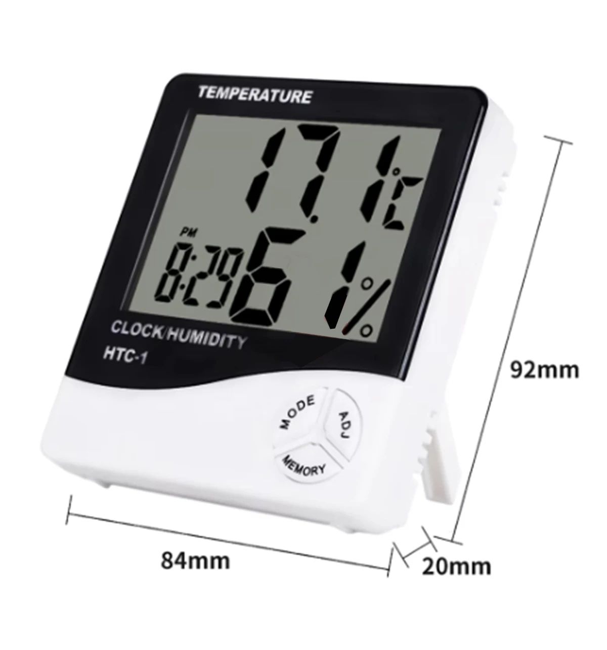 HTC-1/HTC-2 Digital Thermometer Hygrometer - Indoor Outdoor Temperature & Humidity Monitor with Clock