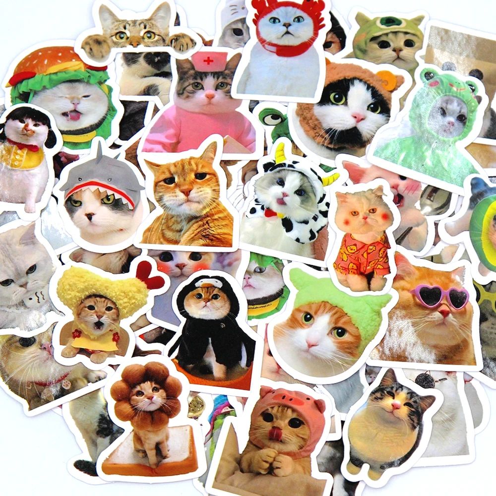 MeowMix Cute Cat Sticker Pack – Waterproof Cartoon Vinyl Decals 2–3 in for Laptop, Phone & DIY Decor