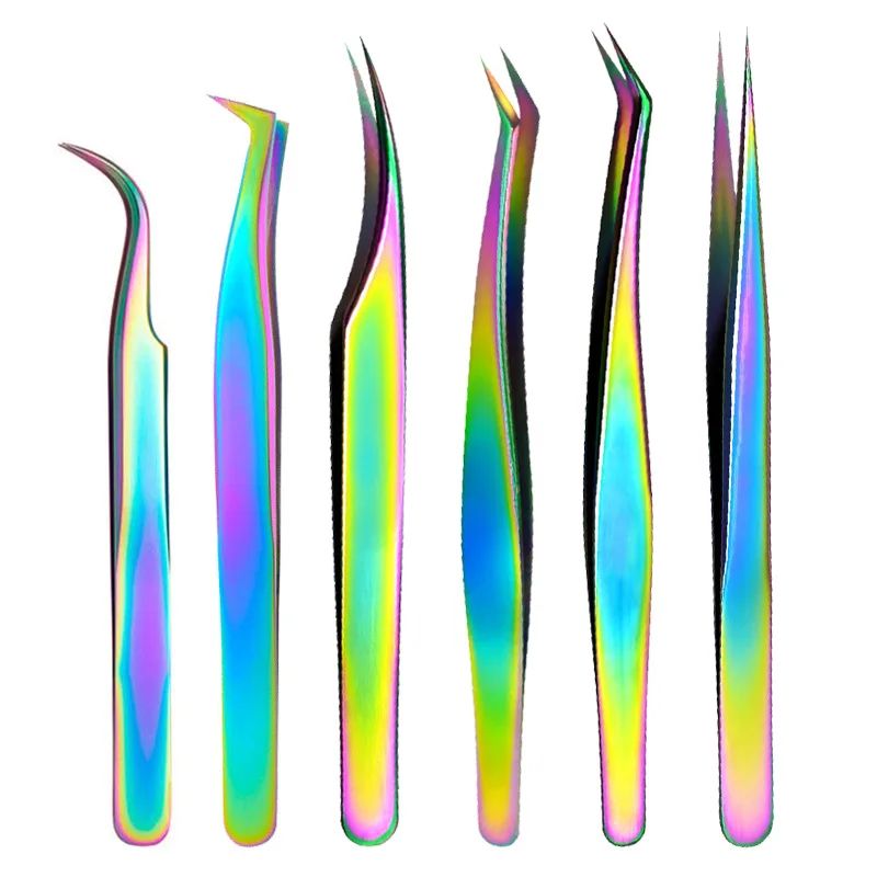 Precision Pro 6-Piece Eyelash Tweezer Set – Volume Lash Extension Tools Kit for False Lashes, Eyebrow Shaping & Nail Art