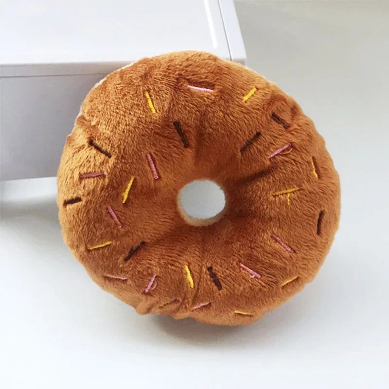 SnuggleBite Donut Plush Dog Toy – Soft Squeaky Chew Toy for Small & Medium Dogs