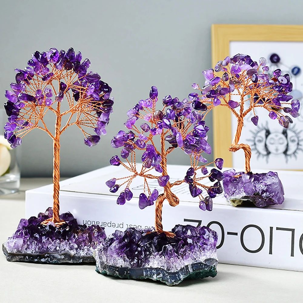 Amethyst Crystal Tree Decor – Wire Wrapped Healing Stone Bon | Inspire ...