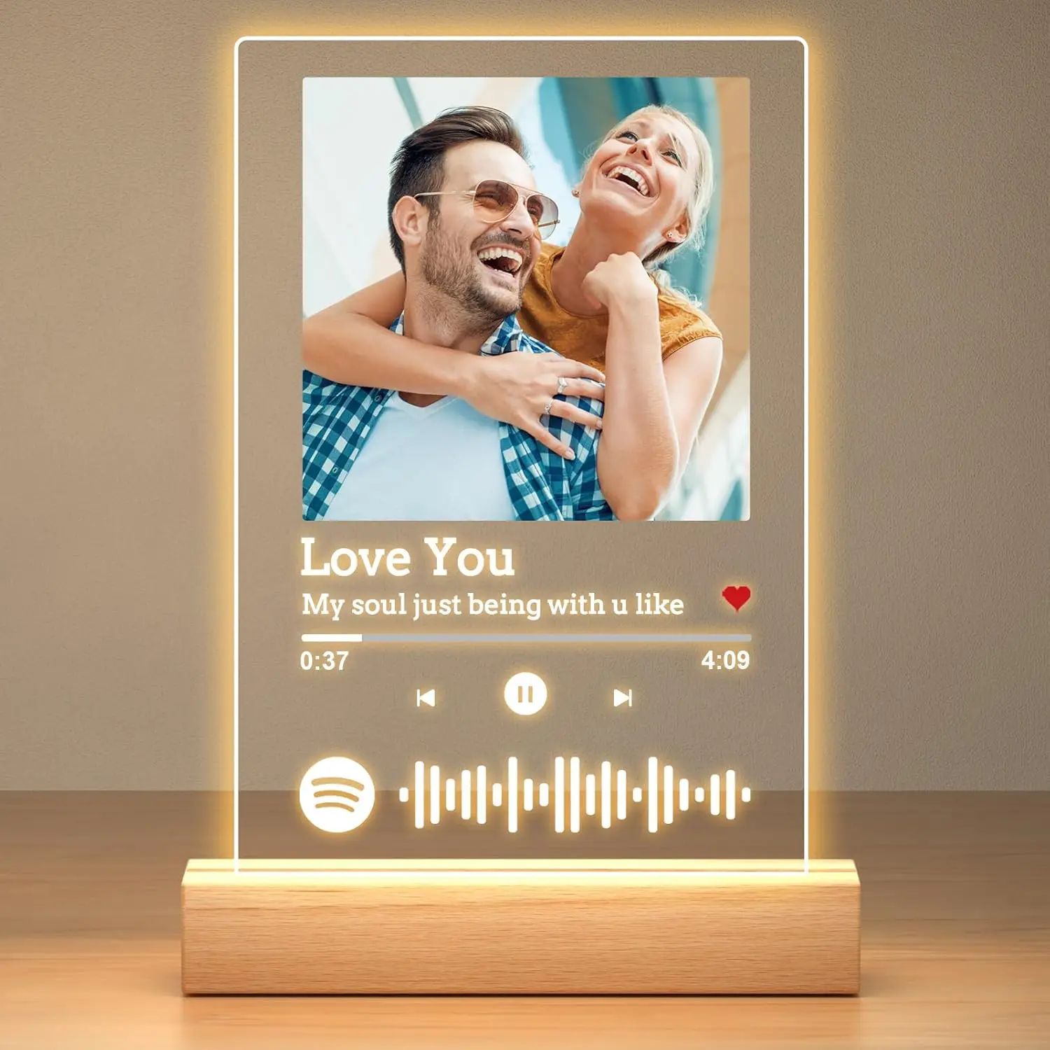 Custom Spotify Acrylic Music Plaque Lamp - Personalized Photo Frame Night Light Romantic Gift