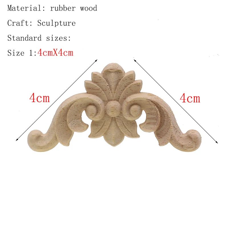 Vintage Floral Wood Carved Appliques – Natural Oak Decorative Furniture & Wall Trim Ornament