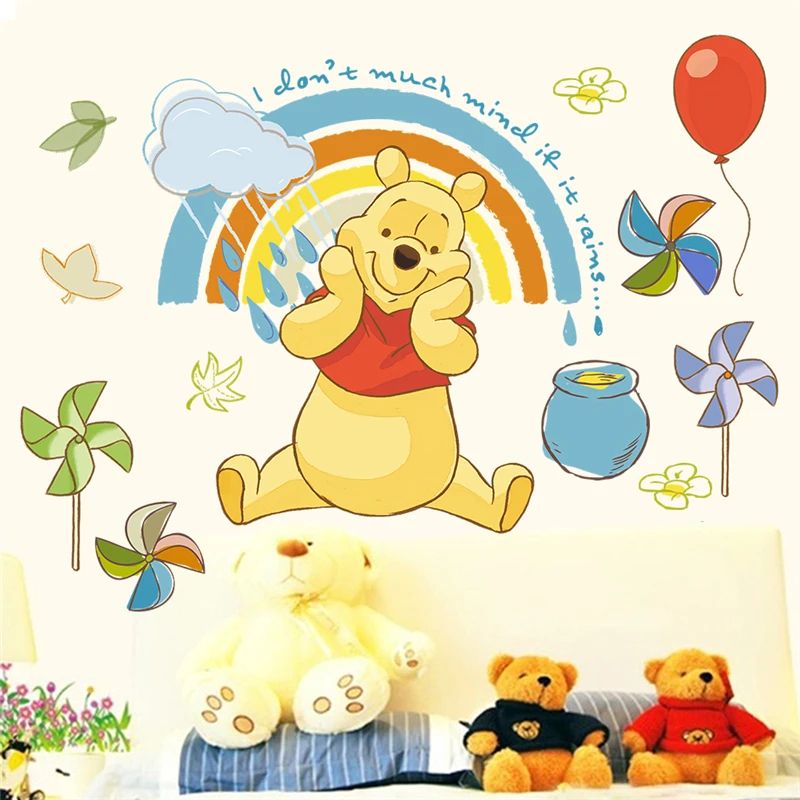 Winnie The Pooh Cartoon Wall Sticker - Cute Bear PVC Decal for Kids Room Decor