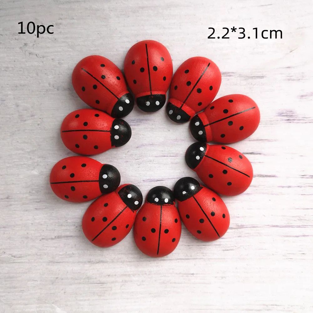 Large Wooden Ladybug Garden Decor – Handcrafted Miniature Insect for Fairy Garden & DIY Crafts