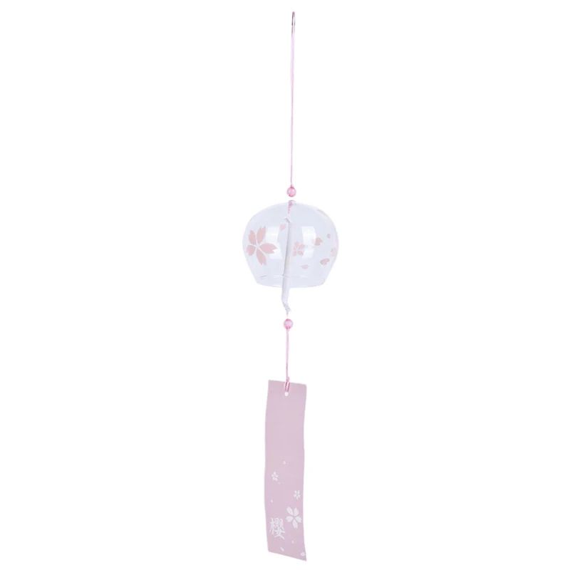 Japanese Sakura Glass Wind Chime - Handmade Clear Wind Bell Hanging Decor for Home & Garden