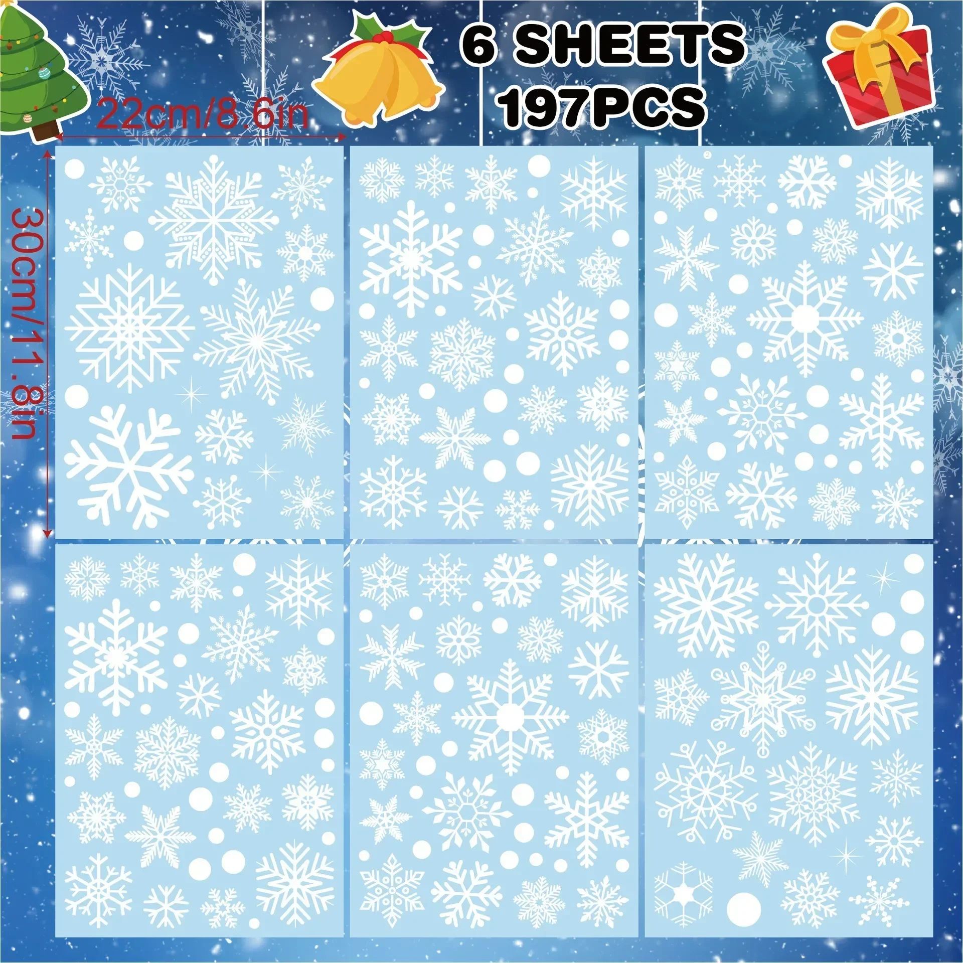 2025 Merry Christmas Snowflake Window Stickers โ White Festive Wall & Glass Decor Set