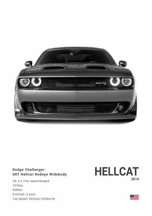 Dodge Challenger SRT Hellcat Redeye Canvas Poster – Sports Car Wall Art for Office & Living Room Decor