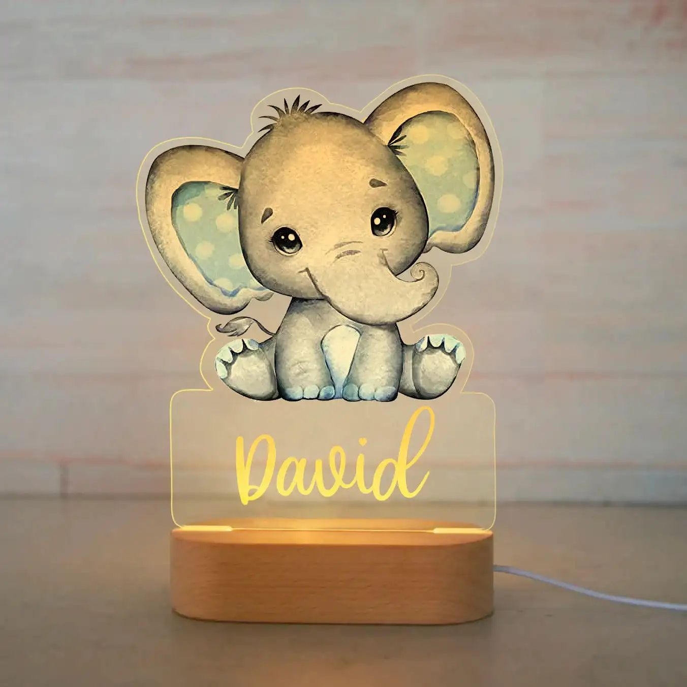 Personalized Acrylic Animal Night Light – Custom Name USB LED Lamp for Kids Bedroom & Gift Decor