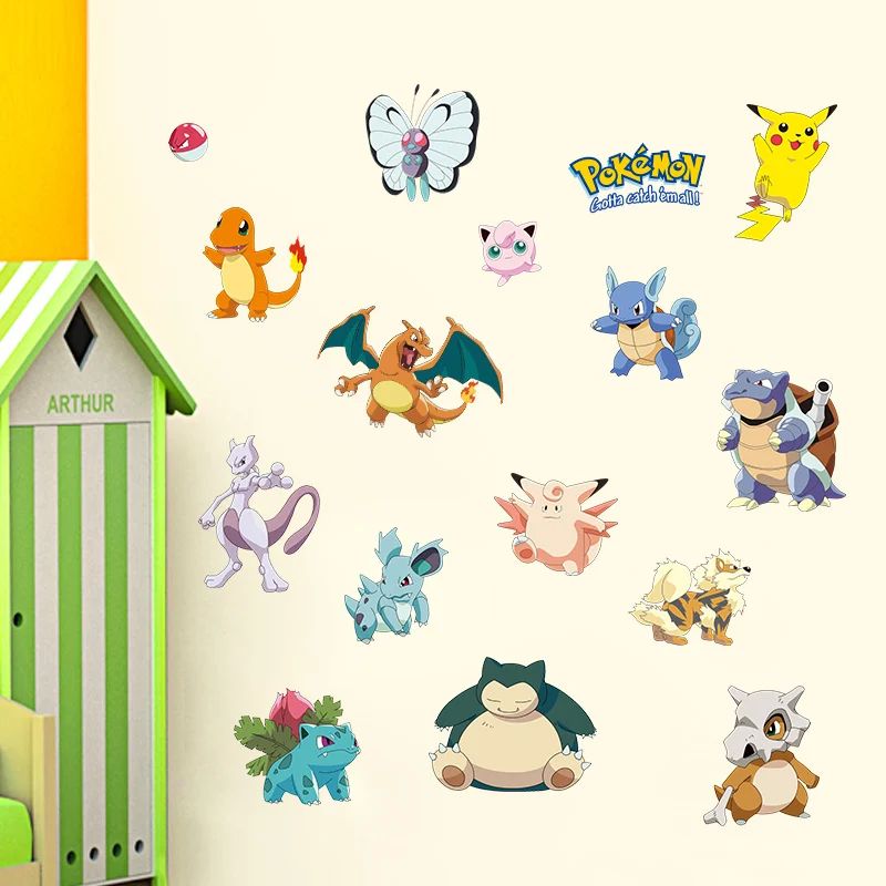 Cute Pikachu Wall Sticker – Cartoon Kids Room Vinyl Decal Door & Wall Decor