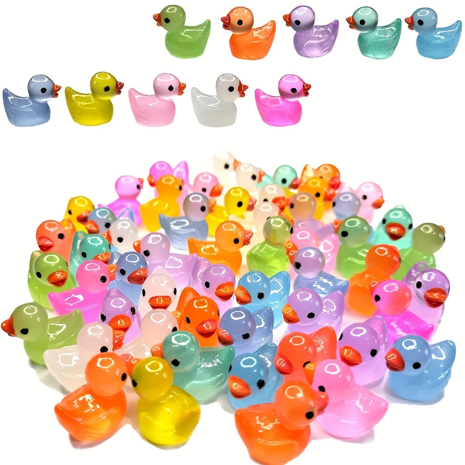 Glow-in-the-Dark Mini Resin Duck Set – Fairy Garden & DIY Miniature Decor