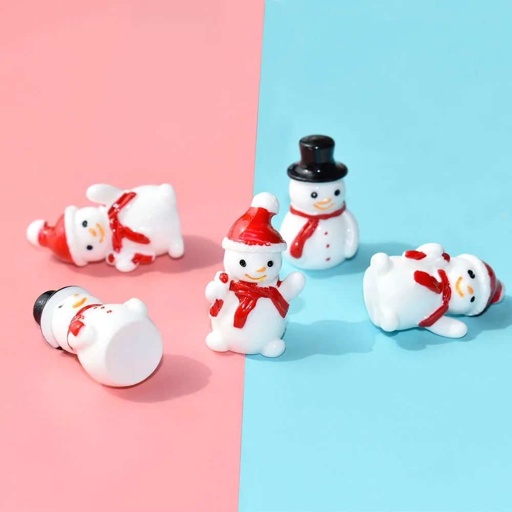Mini Christmas Snowman Figurines Set – Resin Winter Landscape Ornaments for DIY Garden & Holiday Decor