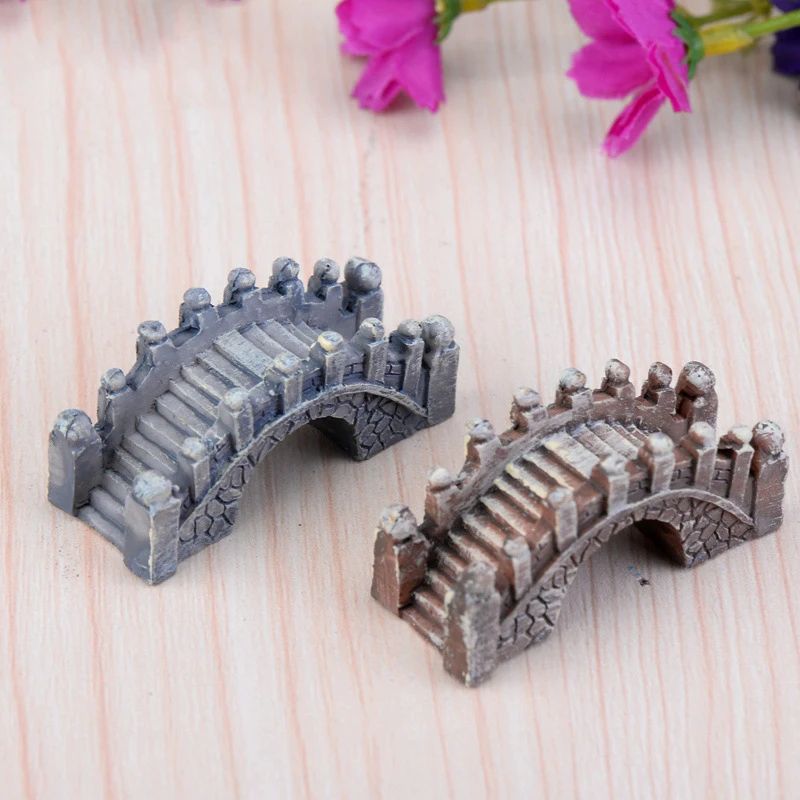 Miniature Fairy Garden Lighthouse & Bridge Resin Ornament – DIY Landscape Decor Accessories