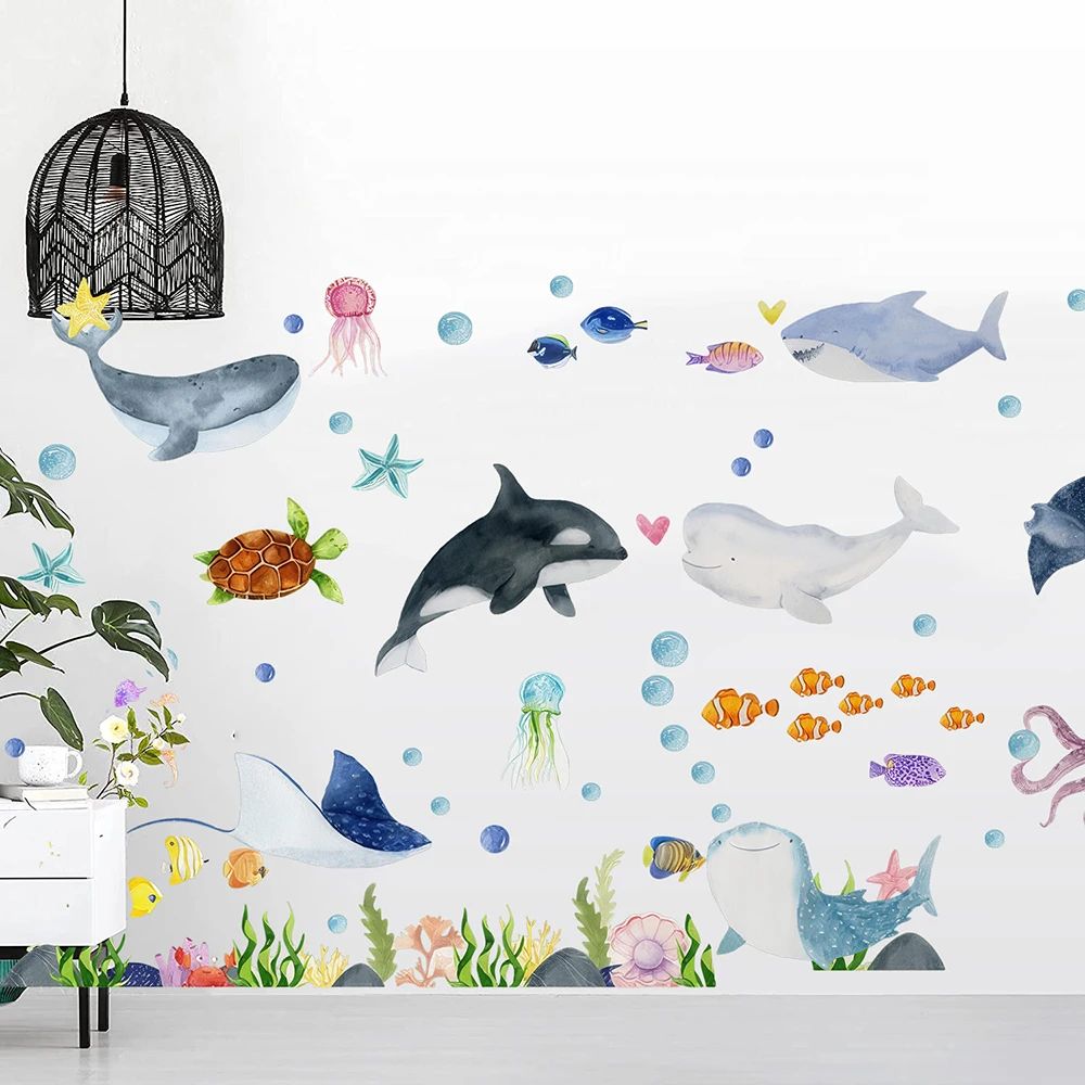 Ocean Animals Wall Stickers – Undersea Nursery Wall Decals for Kids Room Decor