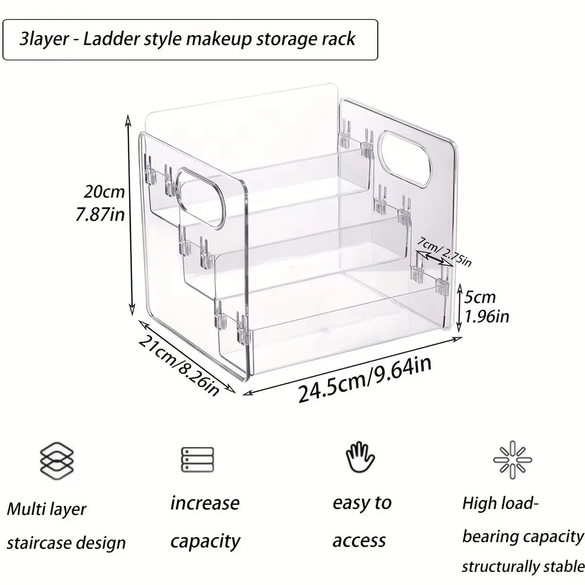 3-Tier Acrylic Perfume Display Shelf – Transparent Desktop Cosmetics Organizer & Storage Rack
