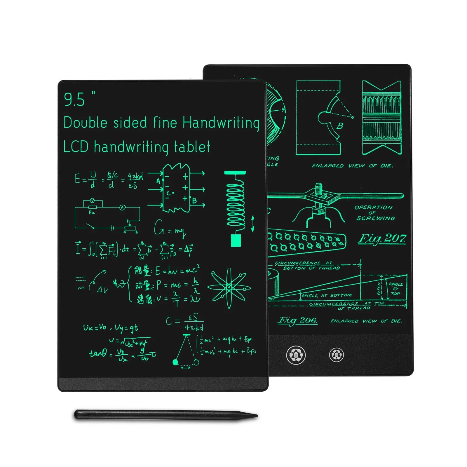 9.5 in LCD Writing Tablet – Full Screen Reusable Drawing Board for Kids & Office