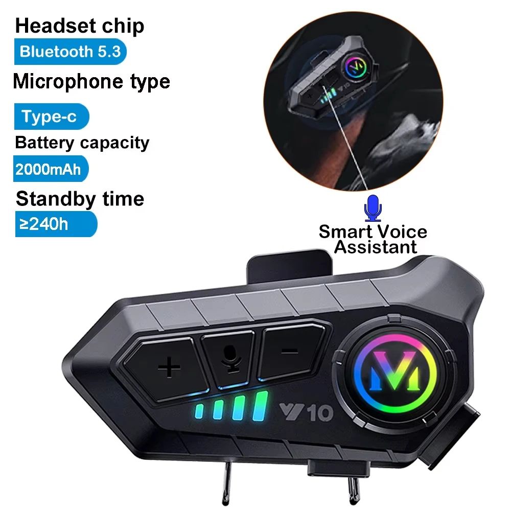 Bluetooth 5.3 Motorcycle Helmet Headset – Wireless Waterproof Hands-Free MP3 Speaker