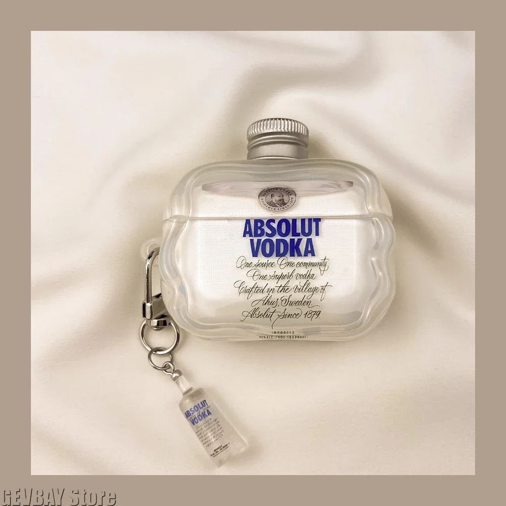 Vodka Bottle AirPods Case for AirPods 4/3/Pro 2 – Funny 3D TPU Protective Earphone Cover