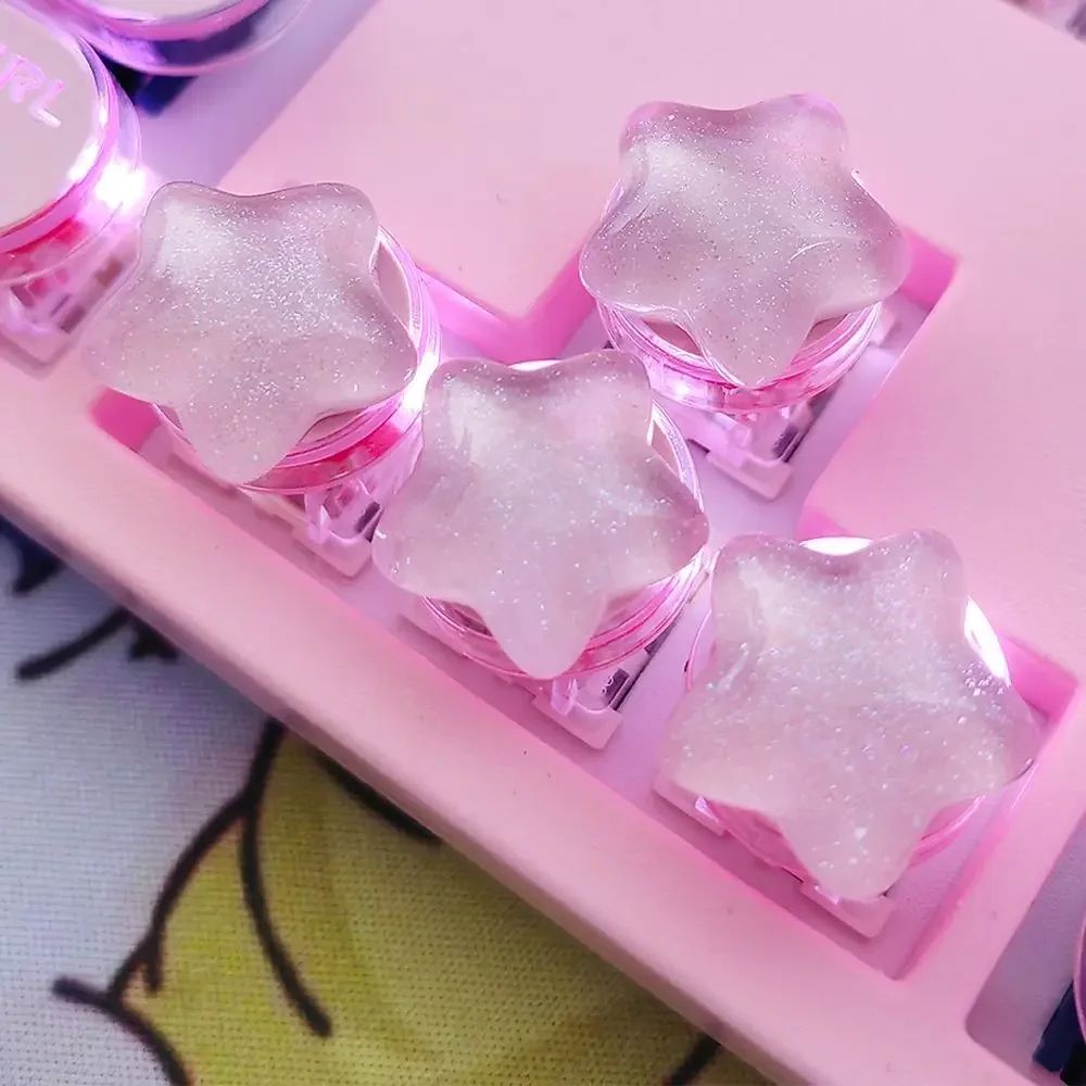 4pcs Cute Star Translucent Keycaps Set – Personalized ABS OEM R4 Key Caps for Mechanical Gaming Keyboards