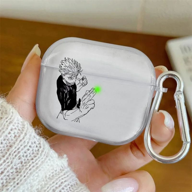 Gojo Satoru Anime AirPods Case – Cute Transparent TPU Protective Cover for AirPods Pro 1/2/3/4