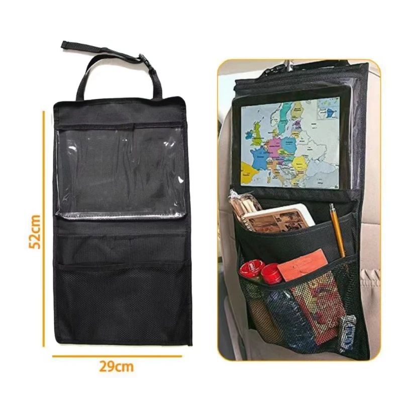 Universal Car Backseat Organizer with Tablet Holder โ Waterproof Seat Back Protector Storage Pocket Cover
