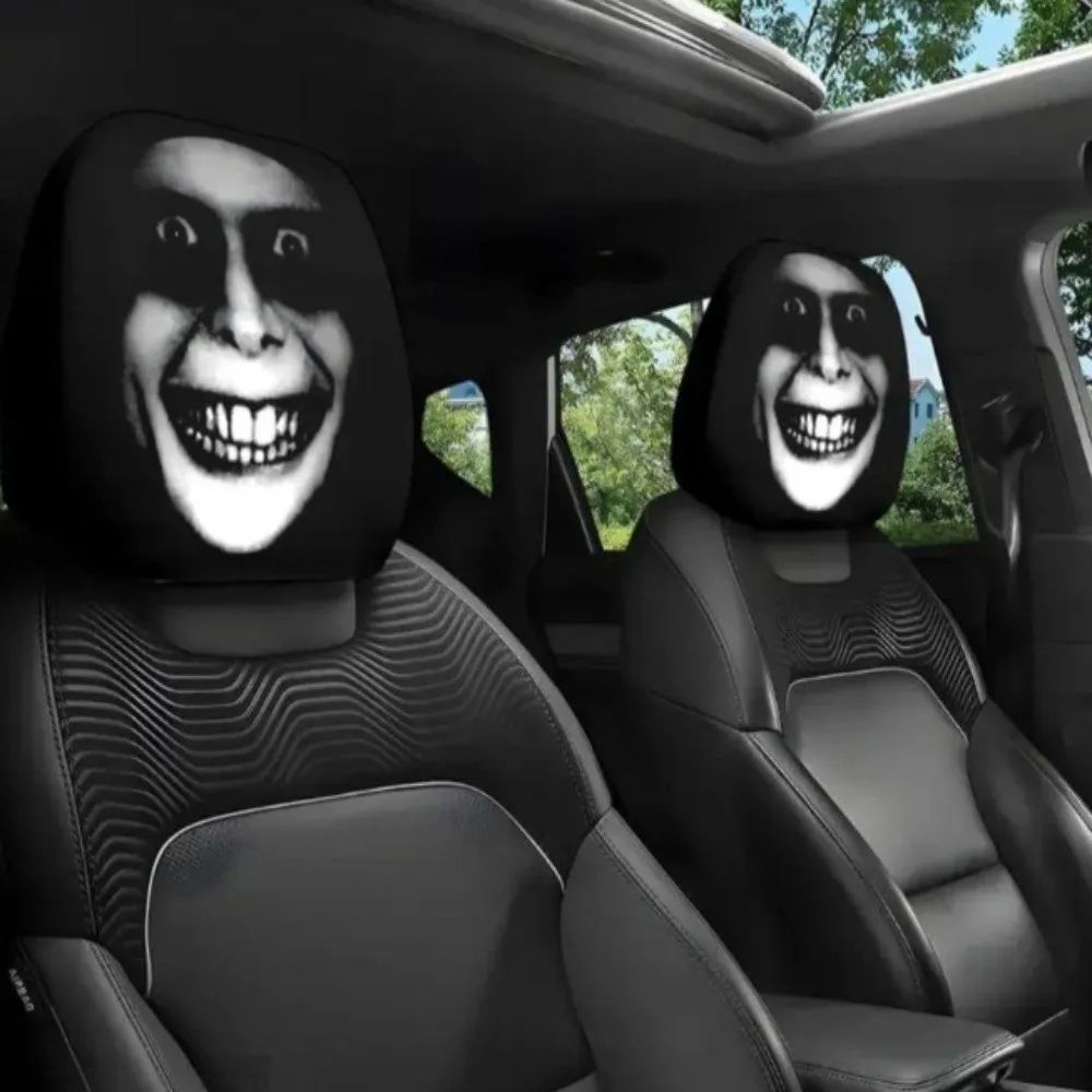 Universal Cartoon Eyes Car Headrest Covers โ Breathable Stretchable Seat Protector Pillowcase Set