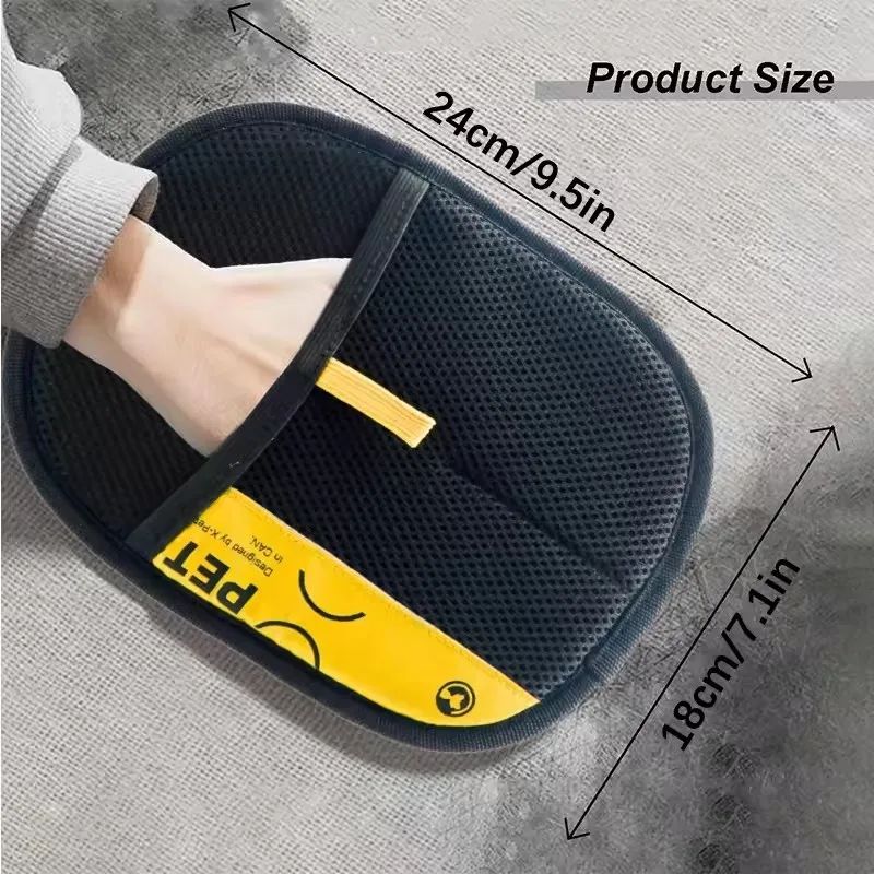 Pet Hair Remover Grooming Glove – Reusable Electrostatic Deshedding Mitt with 2-in-1 Lint Roller Brush