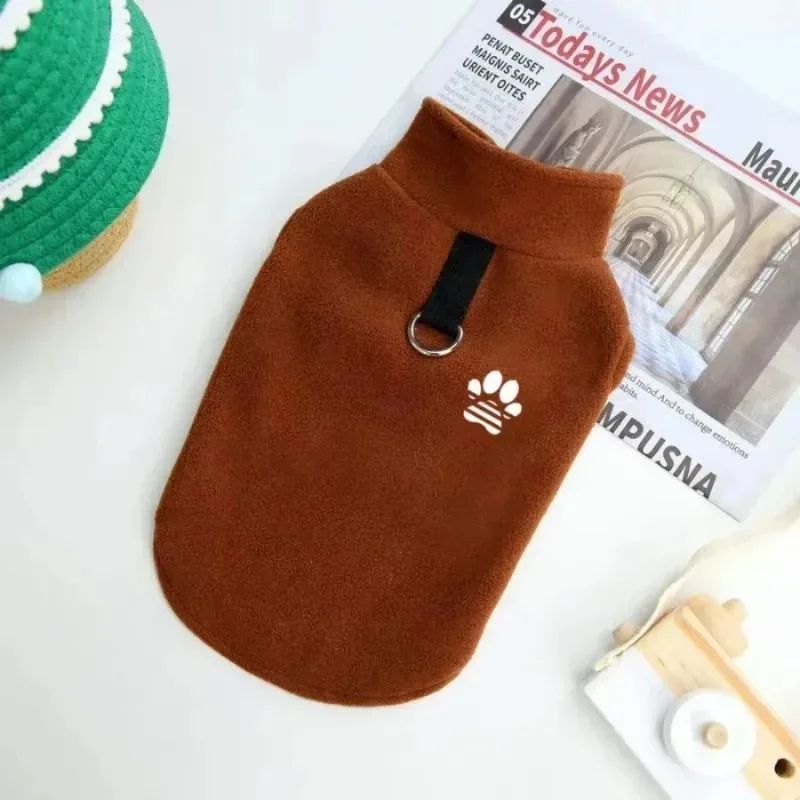 Warm Fleece Dog Winter Coat with Harness Slot – Cozy Puppy Jacket for Small & Medium Dogs