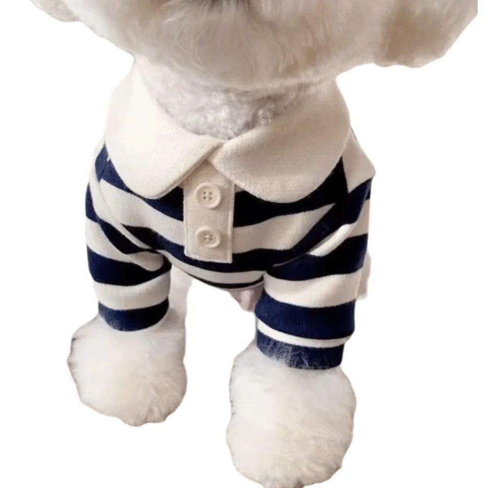 Fashion Striped Dog Polo Shirt – Breathable Soft Cooling Pet Vest with Collar for Small to Large Dogs Outdoor Wear