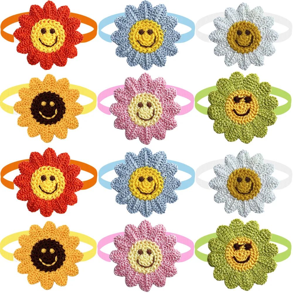 50/100PCS Pet Bow Tie Collar Accessories – Floral Puppy & Cat Neckties for Grooming, Parties, Photos & Everyday Wear