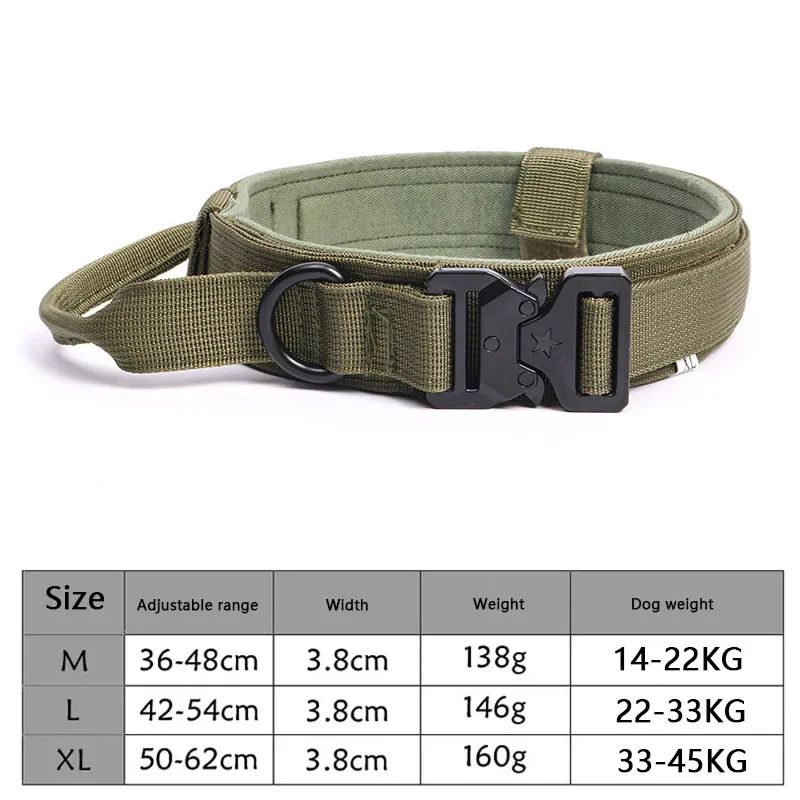 Adjustable Tactical Dog Collar & Leash Set – Military Training Collar with Heavy-Duty Lead for Medium & Large Dogs