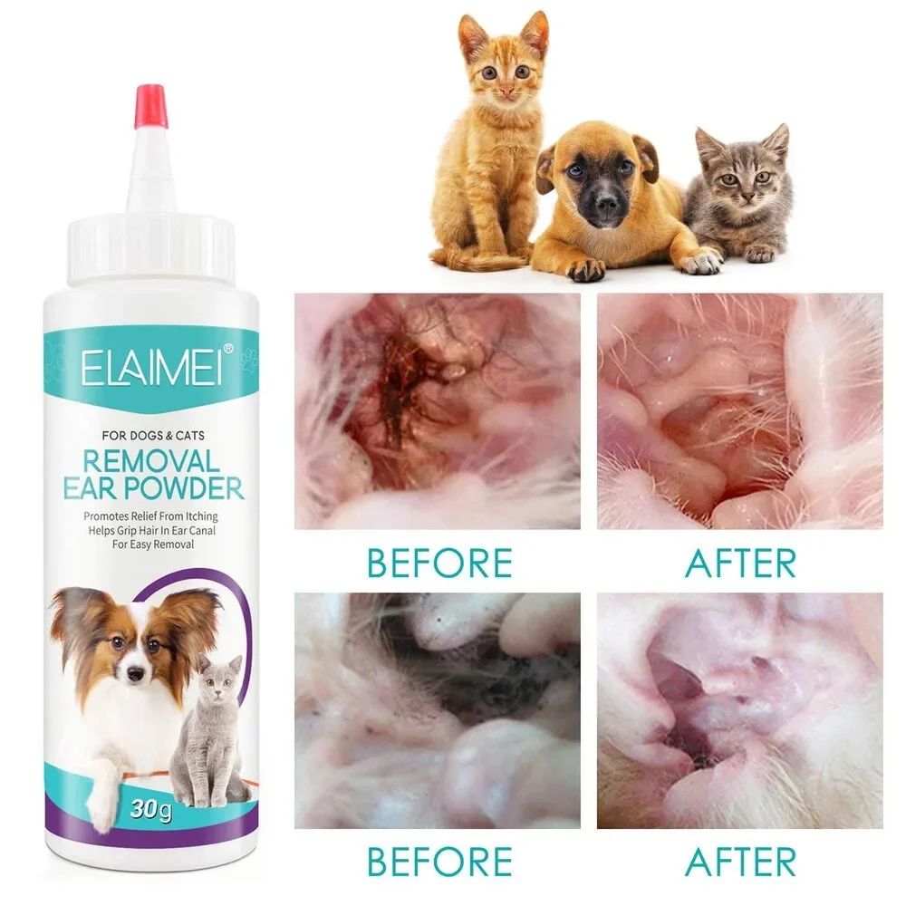 Pet Ear Care Powder – Ear Hair Removal & Cleaning Powder for Dogs and Cats with Odor and Itch Control
