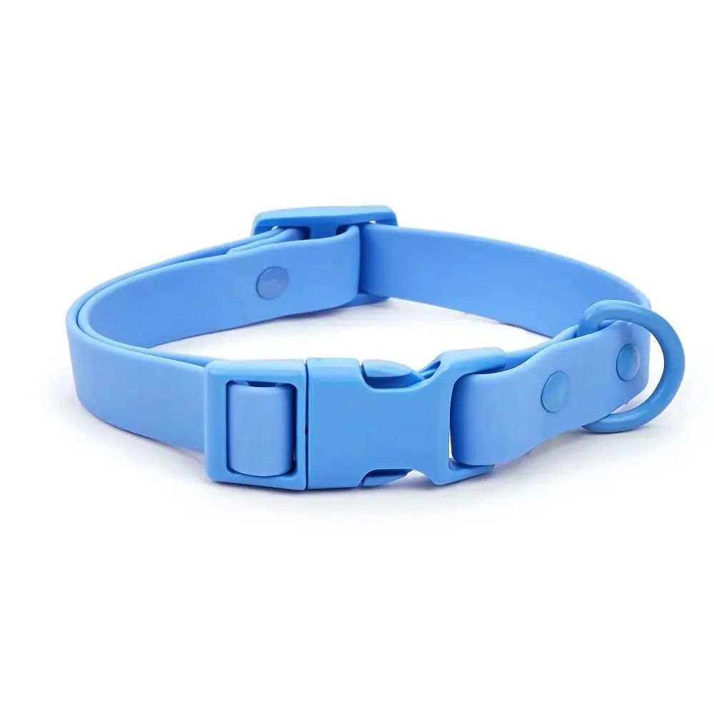 Waterproof Adjustable Dog Collar – Elastic PVC Pet Collar with Quick Release Safety Buckle for Outdoor Use