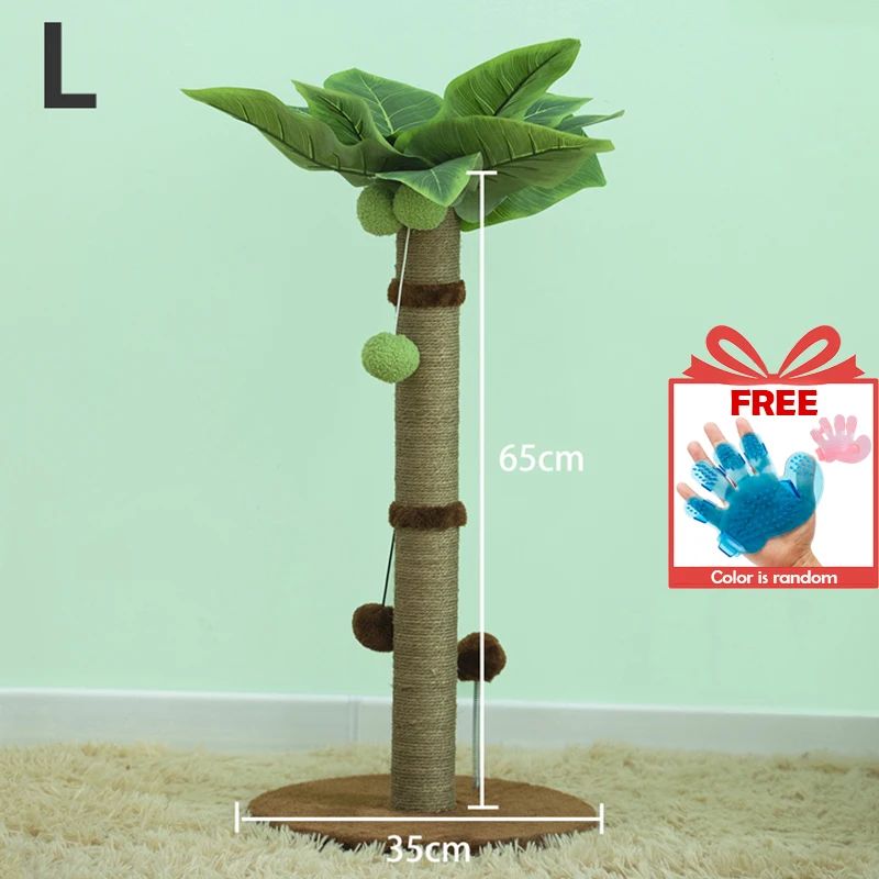 25.59 in Tall Cat Scratching Post Tree – Premium Sisal Cat Scratcher with Interactive Hanging Ball Toys