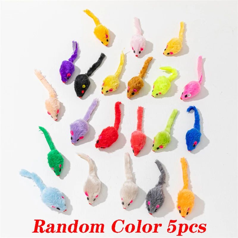 5-Piece Plush Mouse Cat Toy Set – Soft Interactive Furry Mice Toys for Cats & Kittens