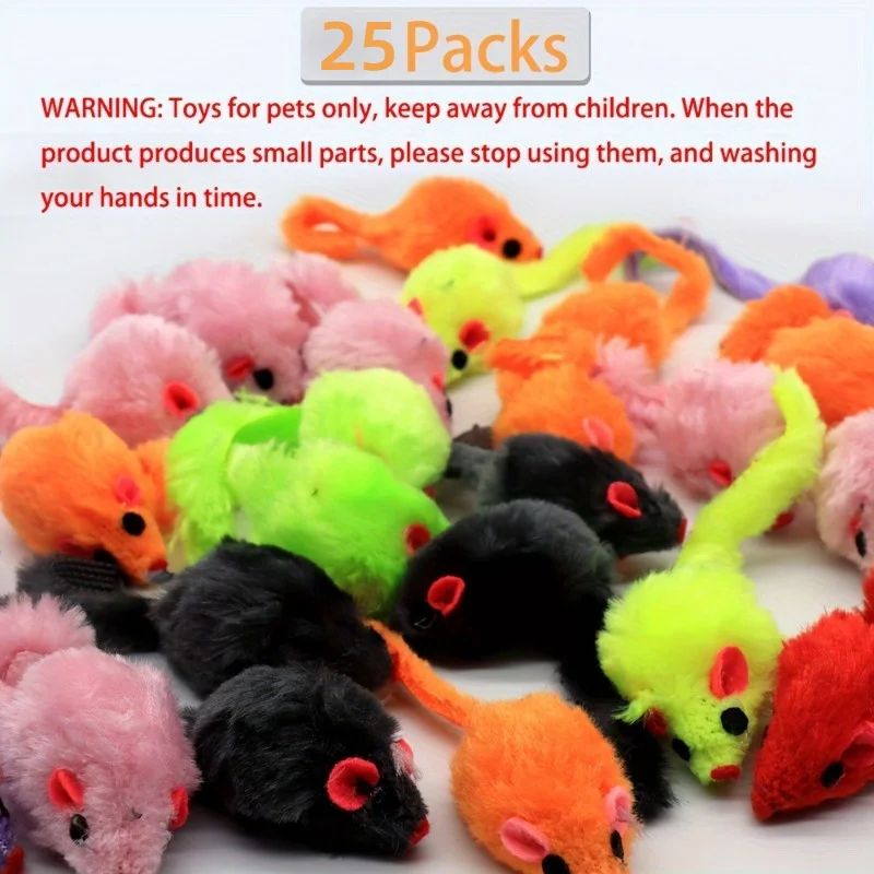 25pcs Plush Mouse Cat Toy Set – Interactive Soft Mice Toys for Hunting, Chasing & Active Play