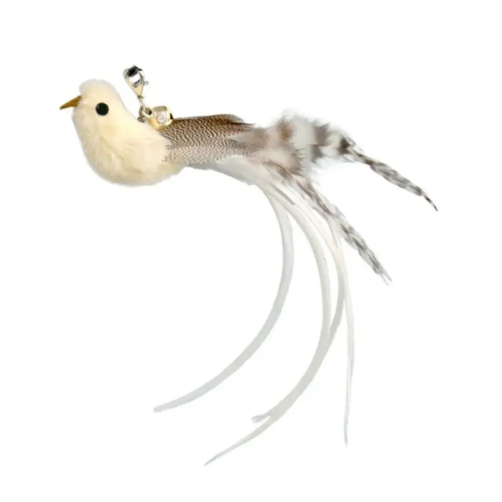Interactive Feather Bird Cat Teaser Toy – Replacement Wand Head with Realistic Plush Bird Attachment