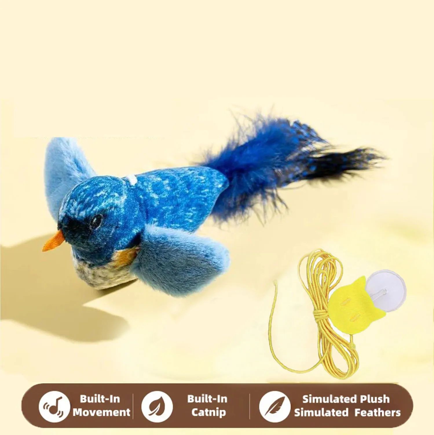 Interactive Chirping Bird Cat Toy – Realistic Sound Plush Catnip Teaser Toy for Indoor Cats & Kittens