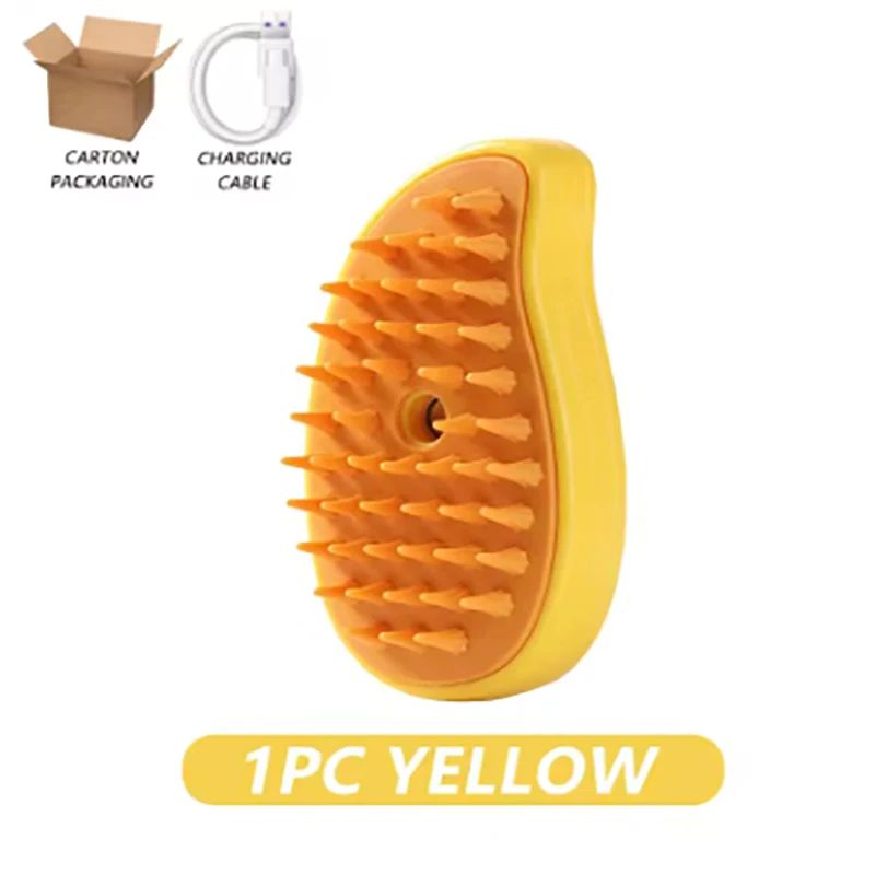 3-in-1 Steamy Pet Grooming Brush - Electric Spray Silicone Hair Removal & Massage Brush for Cats and Dogs 4.5 in