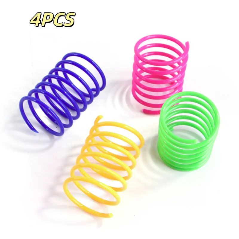 Colorful Spring Cat Toy Set – Interactive Bite & Scratch-Resistant Plastic Coil Toys for Indoor Cats